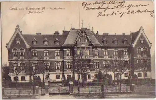 11124 Ak Gruß aus Hamburg Krankenhaus "Bethanien" 1913