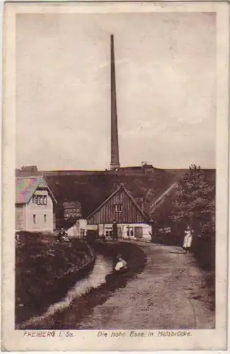 11107 Ak Freiberg Sa. die hohe Esse in Halsbrücke 1917