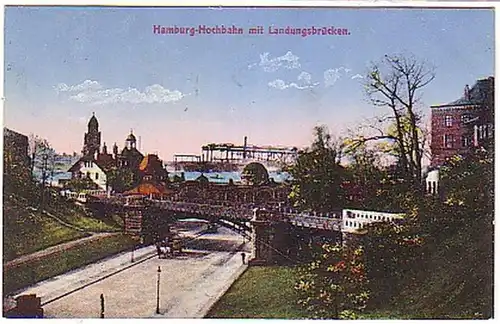 11100 Ak Hamburg Hochbahn mit Landungsbrücken 1926