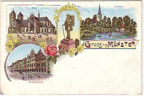11096 Ak Lithographie Gruss aus Münster um 1900
