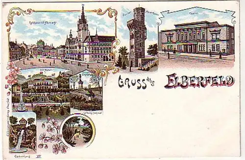 11075 Ak Lithographie Gruss aus Elberfeld um 1900