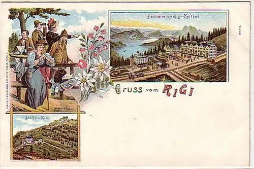 11070 Ak Lithographie Gruss du Rigi Suisse vers 1900