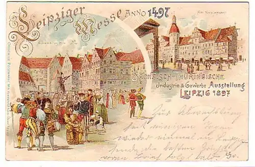 11060 Ak Lithographie Gewerbeausstellung Leipzig 1897