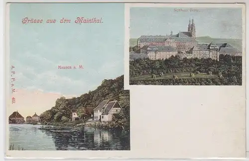 11058 Ak Grüße aus dem Mainthal Hausen a.M. Schloss Banz um 1900