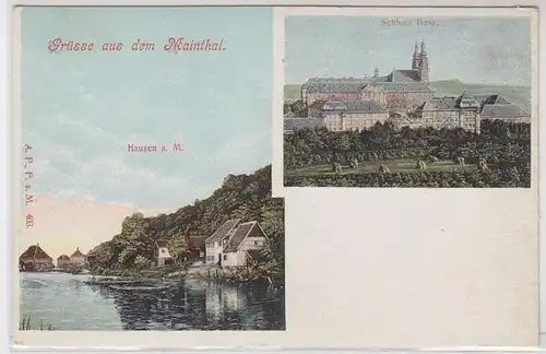 11058 Ak salutations du Mainthal Hausen a.M. Château de Banz vers 1900