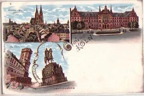 11053 Ak Lithographie Gruss aus Köln um 1900