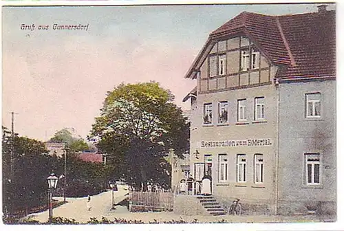 11045 Ak Gruß aus Cunnersdorf Restauration 1911