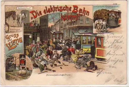 11042 Ak Lithographie Gruss de Leipzig 1897