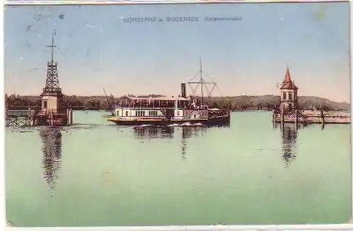 11032 Ak Konstanz Bodensee Hafeneinfahrt um 1920