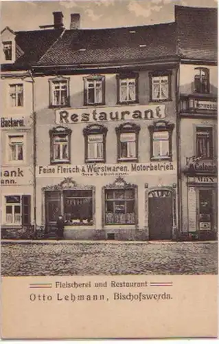 11023 Ak Bischofswerda Fleischerei & Restaurant um 1910