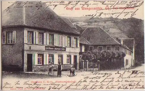 11022 Ak Salutation de Wangenmühle Alsace Hostal 1904