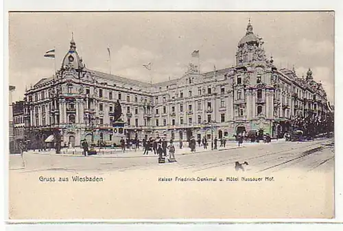 10979 Ak Salutation de Wiesbaden Hotel Nassauer Hof vers 1900