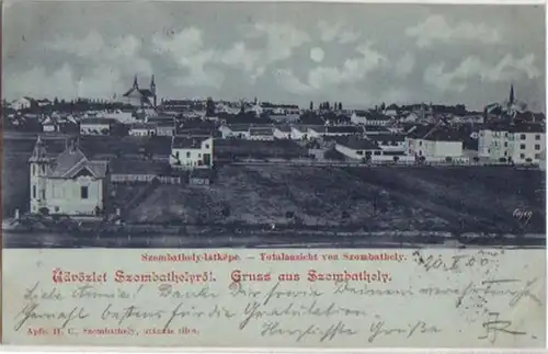 10978 Carte de la Lune Salutation de Szombathely 1900