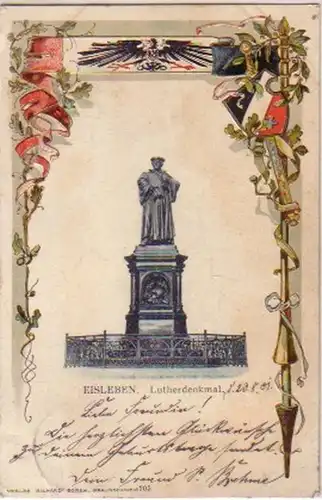 10966 Plage Ak Lithographie Vie glacée Monument Lutherden 1901