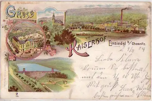 10896 Ak Lithographie Gruss aus Einsiedel Gasthof 1904