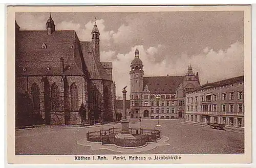 10865 Ak Köthen marché hôtel de ville Jacobskirche vers 1920