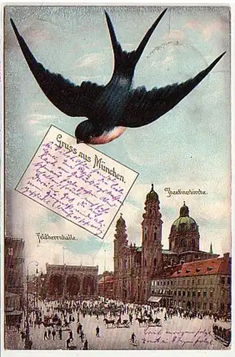 10864 Salutation de Munich Schwalben Ak Herrnhalle 1906