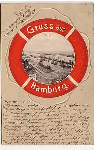 10852 Rettungsring Ak Gruss aus Hamburg 1907