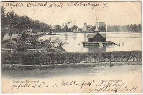 10841 Ak Gruß aus Dortmund Kaiser Wilhelm Hain 1906