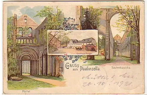 10799 Ak Lithographie Gruss de Paulinzella 1921