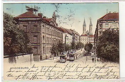 10796 Ak Magdeburg Wilhelmstrasse tramways 1909