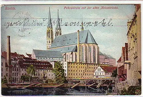 10782 Ak Görlitz avec l'ancien pont de Neisse 1906