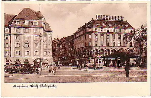 10769 Ak Augsburg Straßenansicht mit Verkehr um 1940