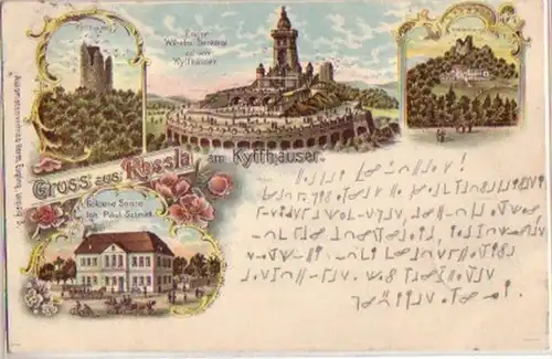 10763 Ak Lithographie Gruß aus Rossla Gasthaus 1900