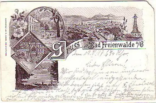 10732 Ak Lithographie Salutation de Bad Freienwalde O. 1897