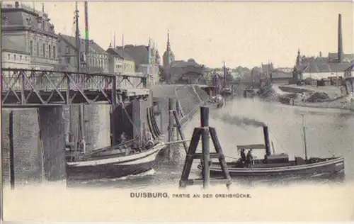 10717 Ak Duisburg Partie an der Drehbrücke 1904