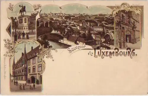 10714 Ak Lithographie Souvenir de Luxembourg um 1900