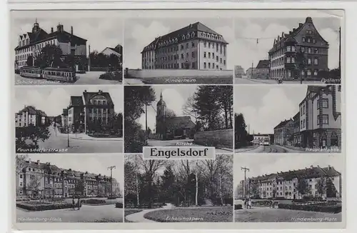 10713 Mehrbild Ak Engelsdorf Schule, Postamt, Turnhalle, Kirche usw. 1937