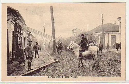 10663 Ak dt. Soldaten Strassenbild aus Nisch 1917