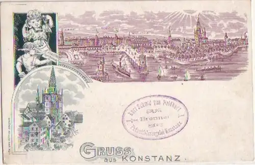 10654 Ak Lithographie Gruß aus Konstanz 1898