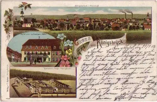 10638 Ak Lithographie Gruss aus Königsbrück Hotel 1905
