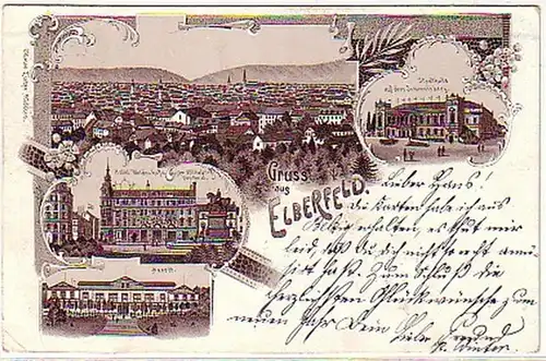 10637 Ak Lithographie Gruss aus Elberfeld 1898