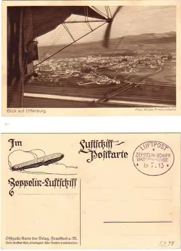 10591 Ak Zeppelin Ak Blick auf Offenburg 1913