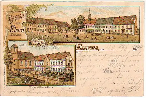 10572 Ak Lithographie Gruß aus Elstra Sachsen 1900