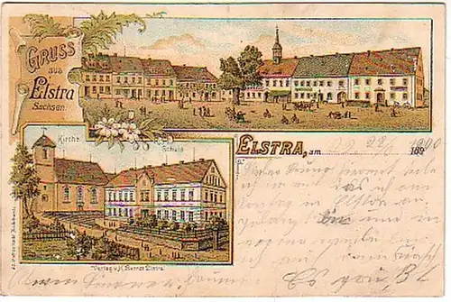 10572 Ak Lithographie Salutation de Elstra Sachsen 1900