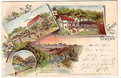 10571 Ak Lithographie Gruß aus Oehna Gasthof 1900