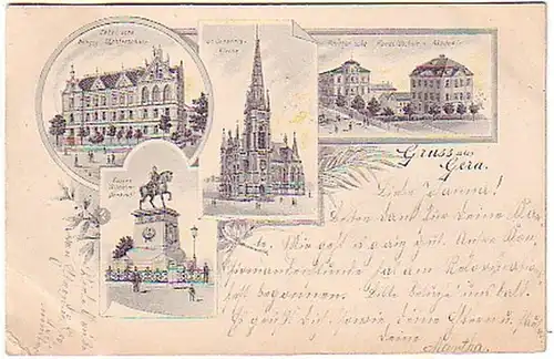 10568 Mehrbild Ak Gruß aus Gera Töchterschule usw. 1905