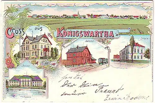 10548 Ak Lithographie Salutation de Königswartha Post 1901