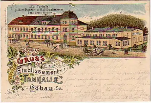 10542 Ak Lithographie Gruss de Löbau en Saxe 1915