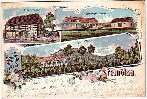 10504 Ak Lithographie Gruß aus Steinölsa Gasthof 1902