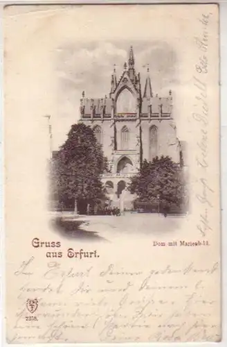 10501 Ak Gruß aus Erfurt Dom mit Marienbild 1902