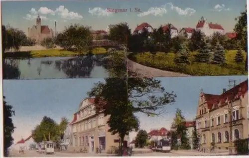 10498 AK Siegmar en Sachsen Postamt Schloss vers 1920
