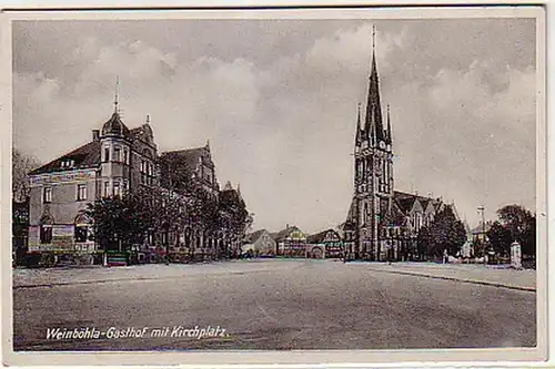 10496 Ak Weinboehla Hostel avec place de l'église vers 1940