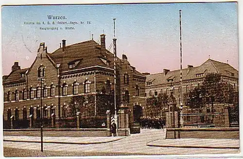 10481 Ak Wurzen Caserne entrée principale 1912