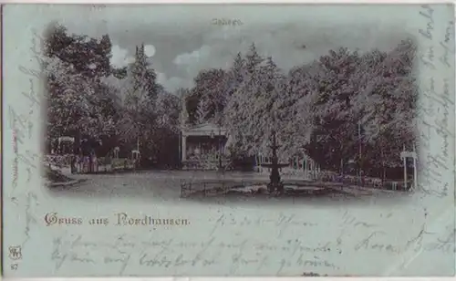 10477 Mondscheinkarte Gruß aus Nordhausen 1900