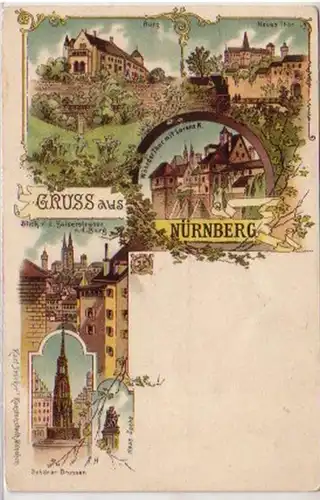 10465 Ak Lithographie Gruss de Nuremberg vers 1900